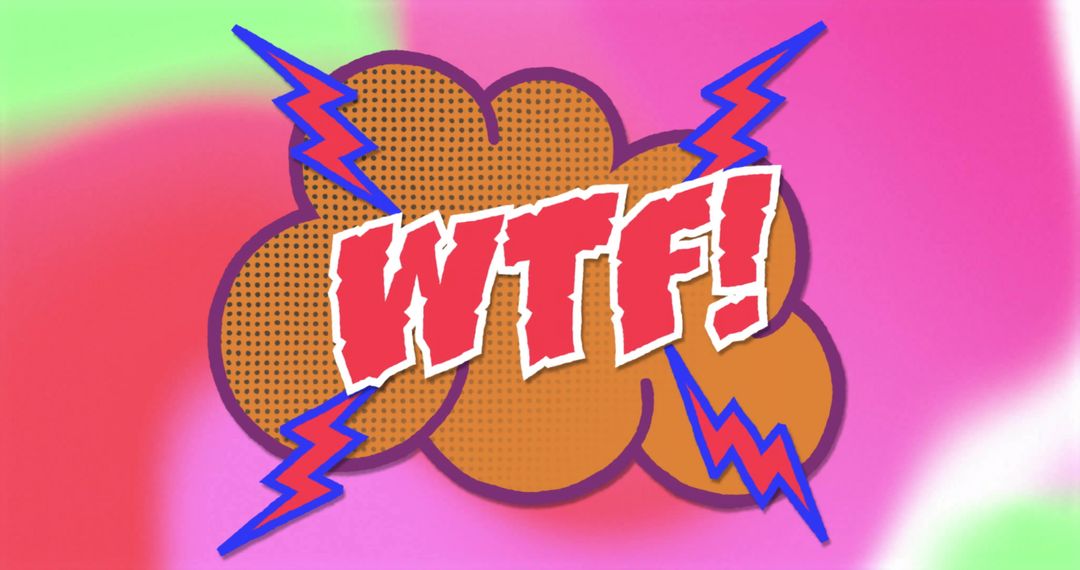 Pop Art Comic Style WTF Text Vibrant Background