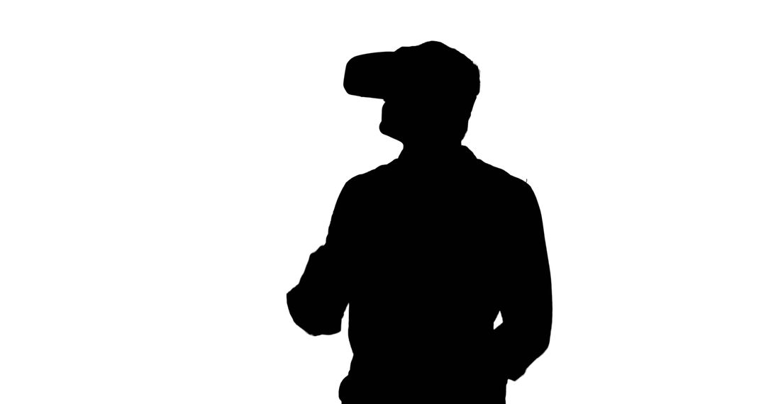 Silhouette of Person Wearing Virtual Reality Headset on White Background - Free Images, Stock Photos and Pictures on Pikwizard.com