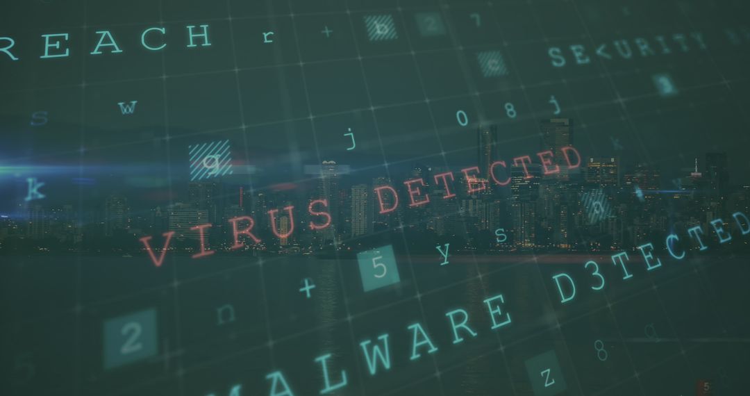 Digital Security Warning in Dark Urban Environment