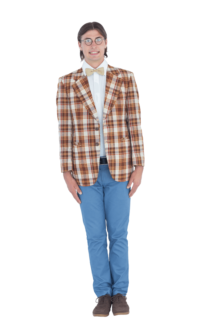 Geeky Hipster in Colorful Attire with Transparent Background