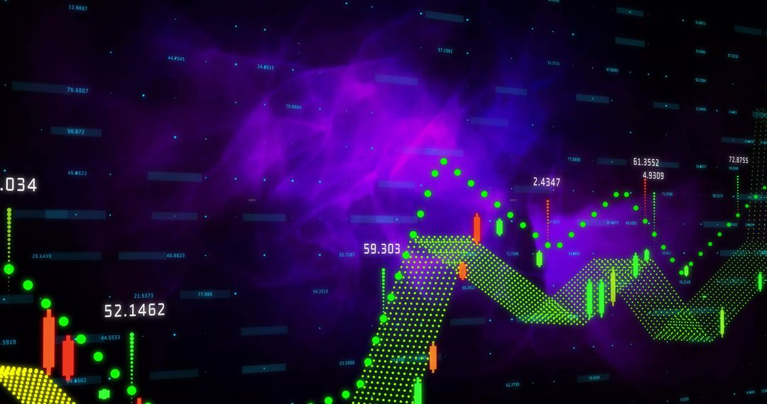 Dynamic Stock Market Data over Vibrant Purple Background