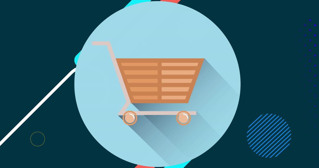 Retro Shopping Cart Icon on Blue Background for E-Commerce Design