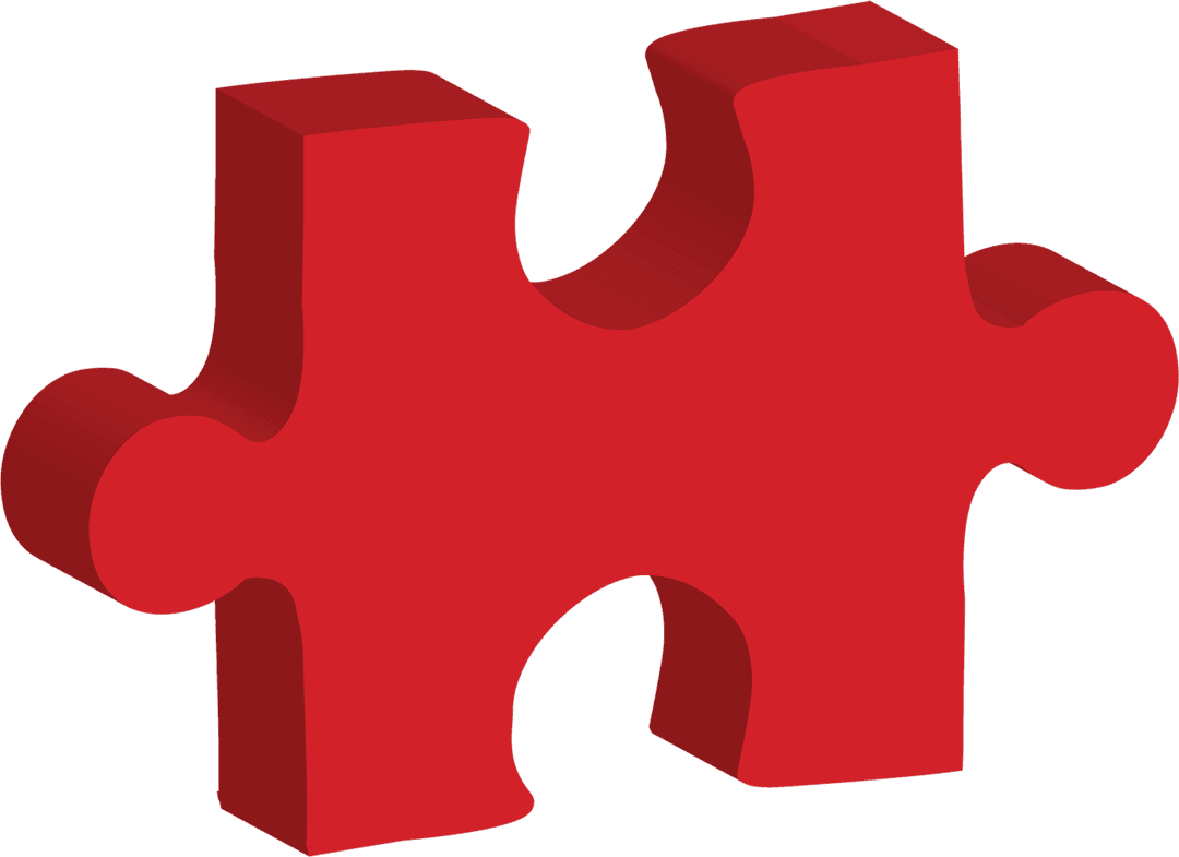 Red Puzzle Piece Vector on Transparent Background