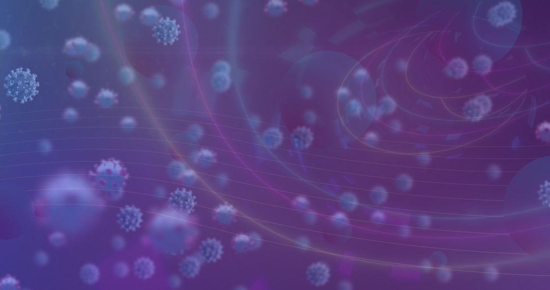 Viral Cells on Vibrant Violet Background Symbolizing Pandemic