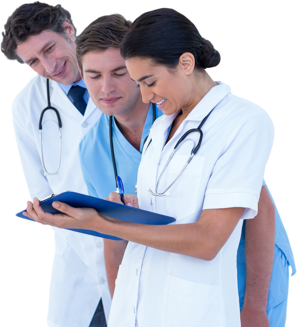 Transparent Team of Happy Doctors Discussing Medical Report - Download Free Stock Images Pikwizard.com