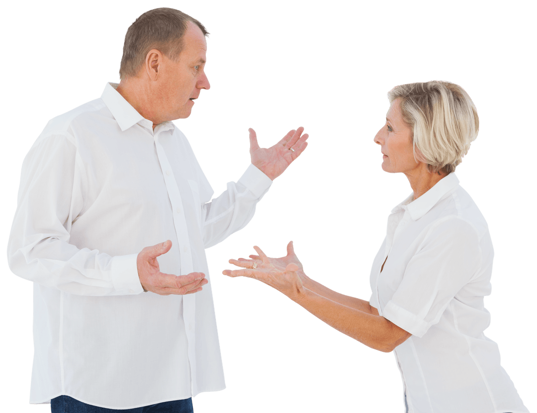 Transparent Background Argue Concept with Older Couple