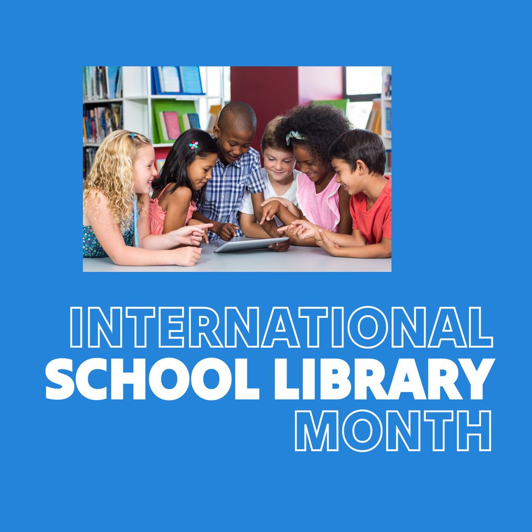 Children Engaged in Digital Learning for School Library Month