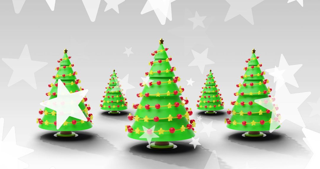 Festive Christmas Trees with Decorative Stars