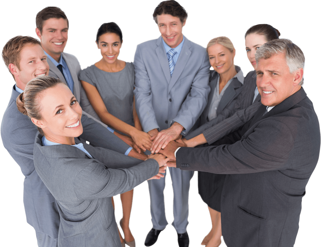 Transparent Smiling Business Team in Circle Teamwork Concept
