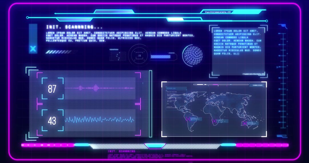 Futuristic Digital Interface with Data and Maps