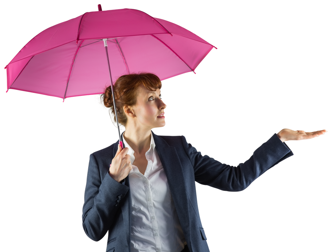 Businesswoman with Pink Umbrella on Transparent Background - Download Free Stock Images Pikwizard.com