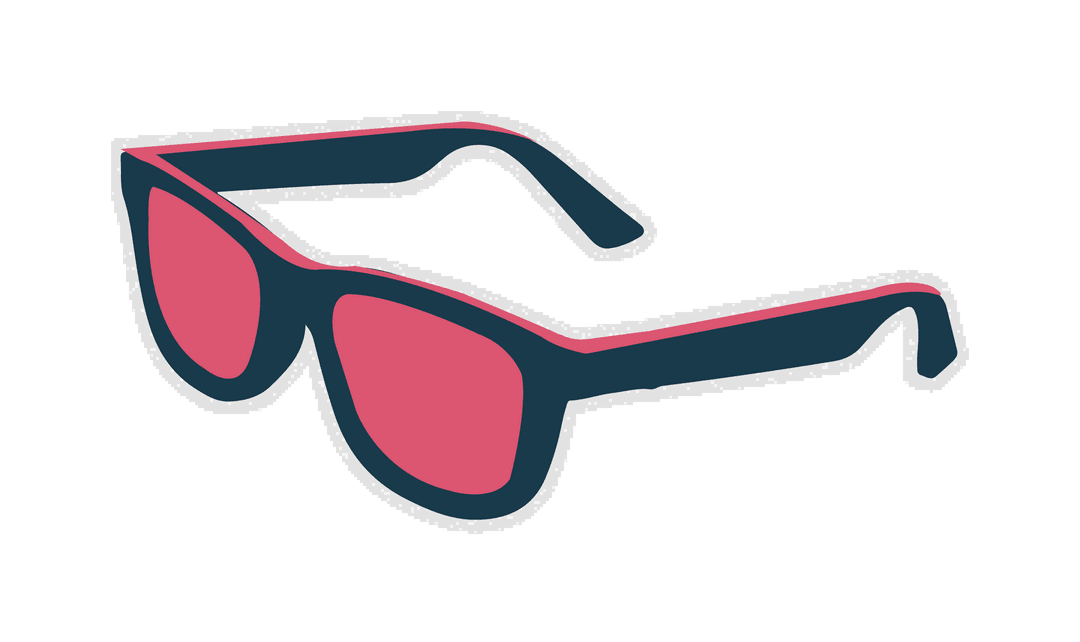 Stylized Sunglasses with Navy Frame and Pink Lenses on Transparent Background