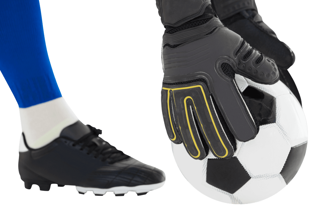 Goalie Gloves and Soccer Ball on Transparent Background for Sports Design