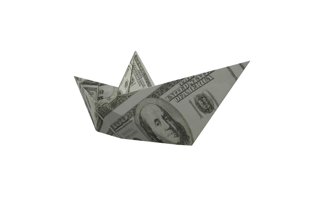 Transparent Origami Boat Made from US Dollar Currency Representation - Download Free Stock Images Pikwizard.com