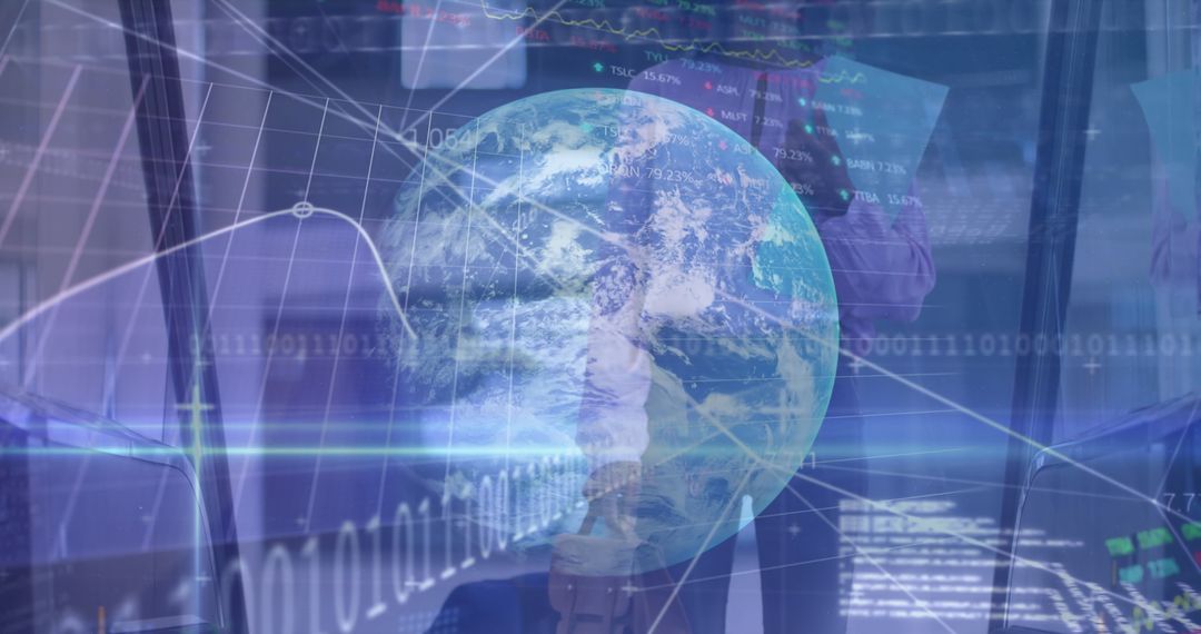 Global Business Finances with Digital Interface Overlay