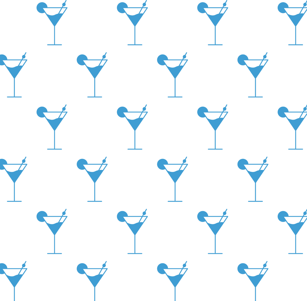 Seamless Blue Cocktail Pattern on Transparent Background