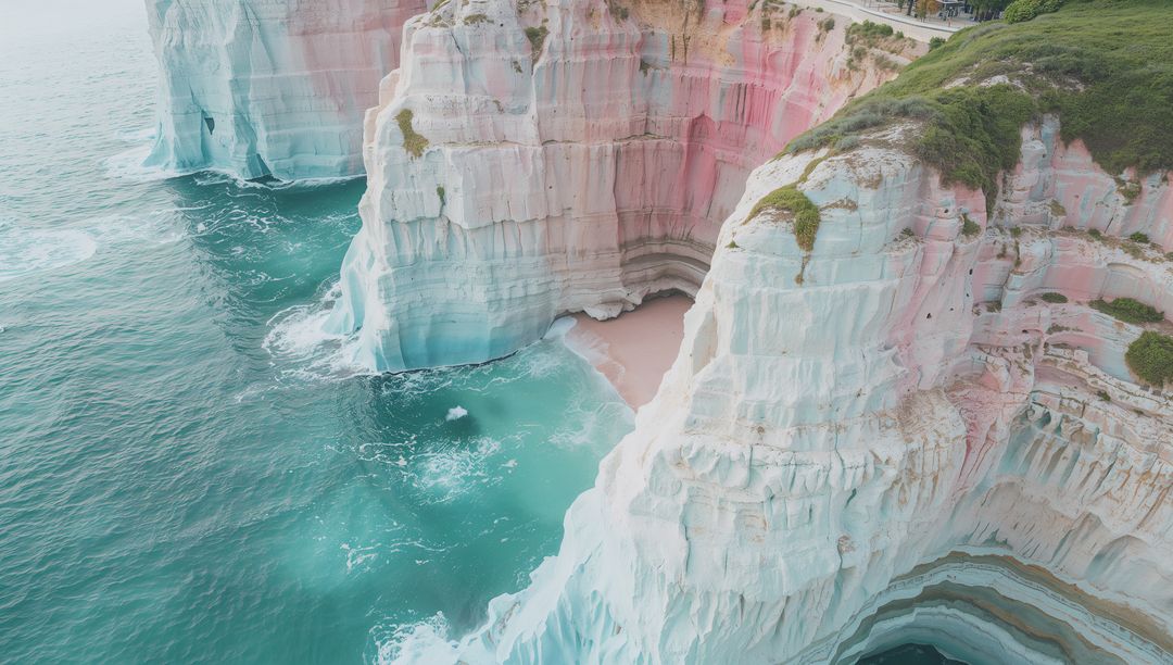 Spectacular Multicolored Cliffs Overlooking Tranquil Bay