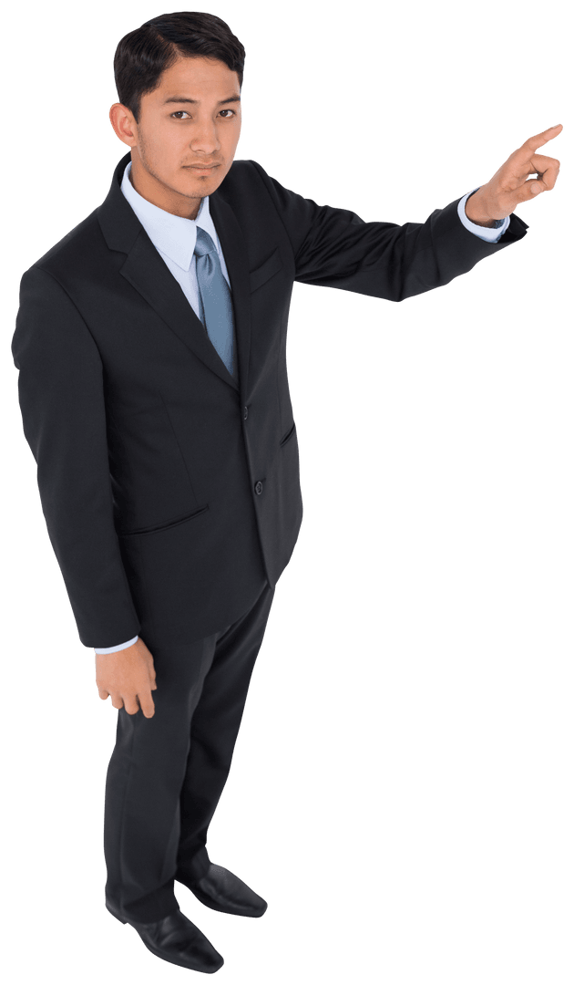 Transparent Businessman Pointing with Assertive Gesture