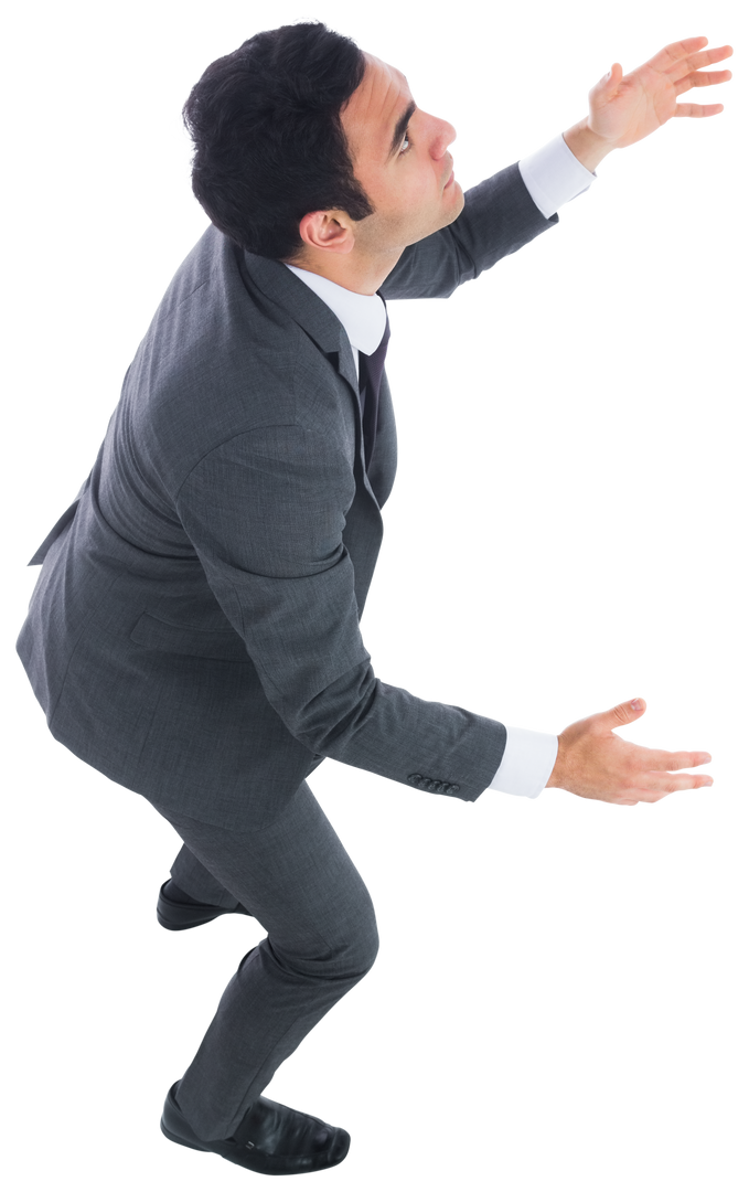 Focused Biracial Businessman Looking Up Isolated on Transparent Background - Download Free Stock Images Pikwizard.com