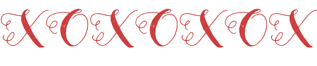 Red Decorative XOXO Pattern on Transparent Background