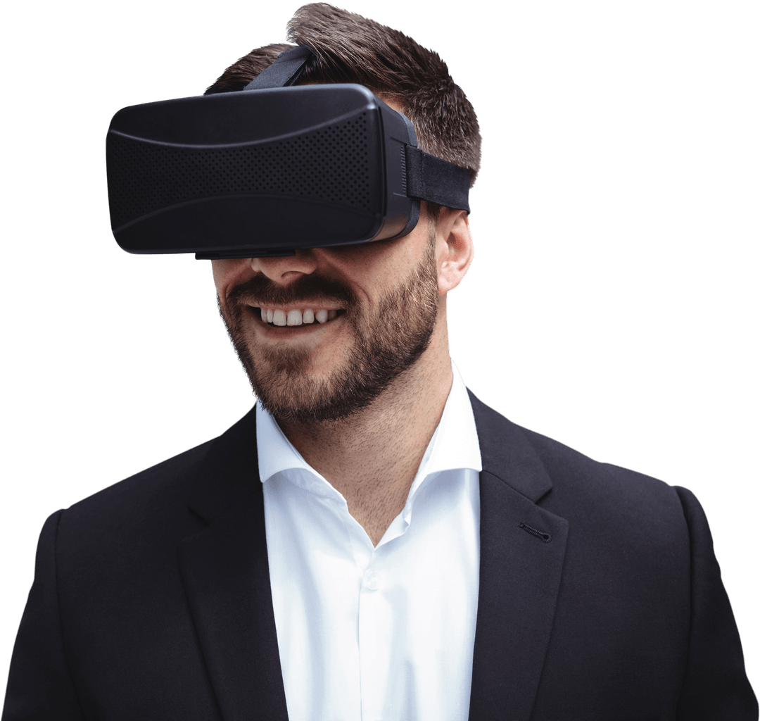 Transparent Businessman Experiencing Virtual Reality