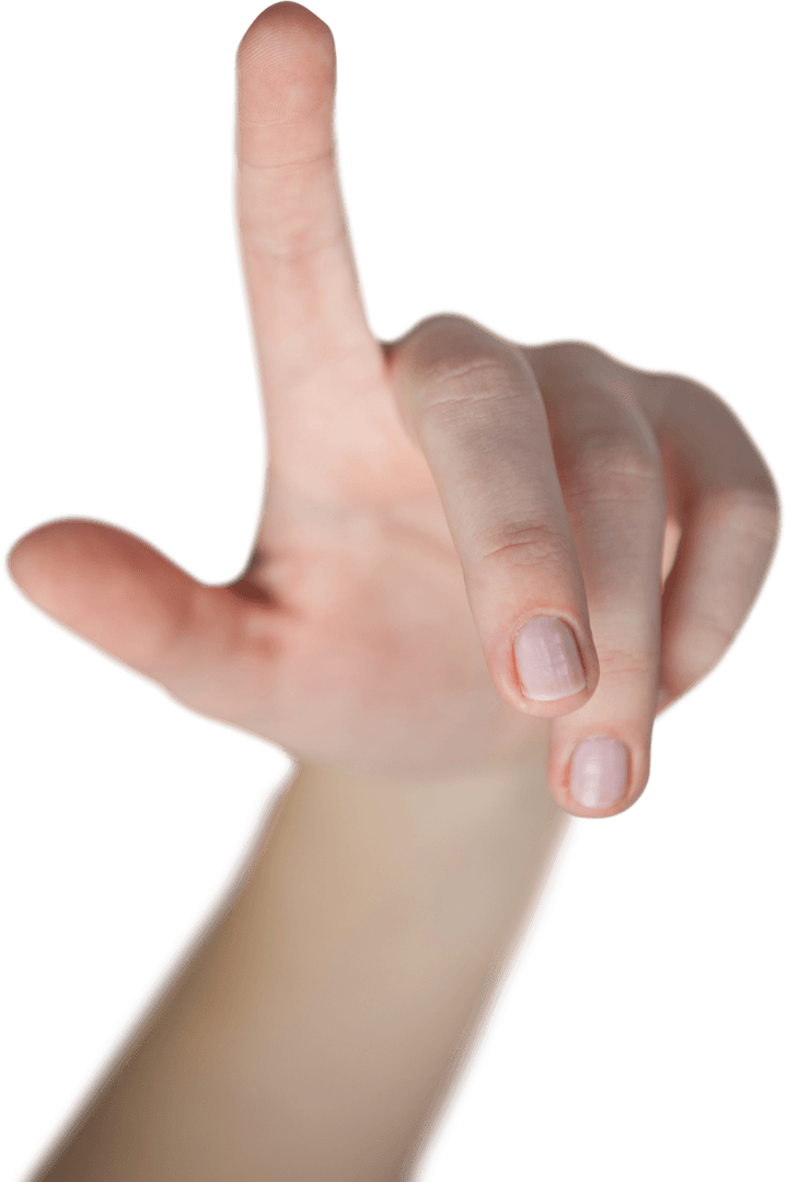 Transparent Woman's Hand Pointing with Index Finger