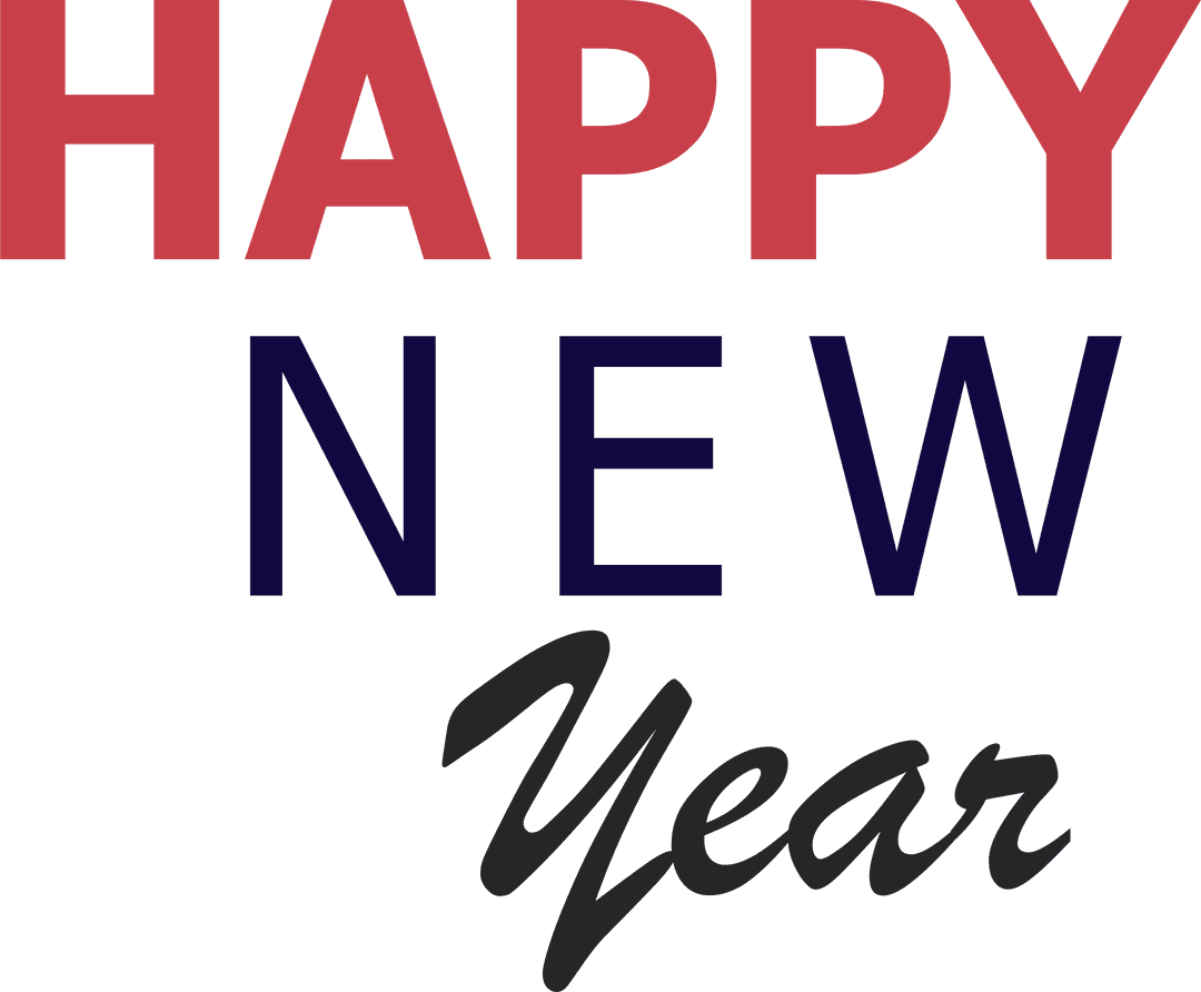 Festive Transparent Happy New Year Text Design for Celebrations