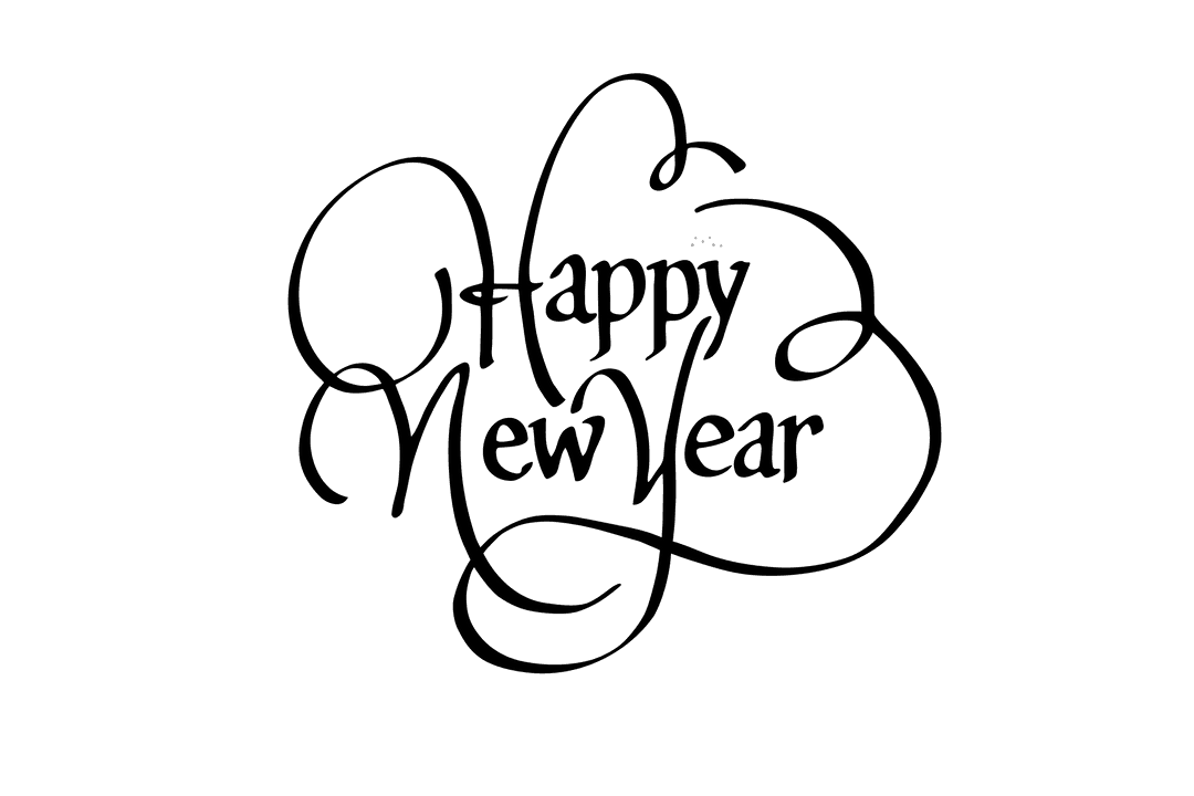 Happy New Year Text With Transparent Background Design