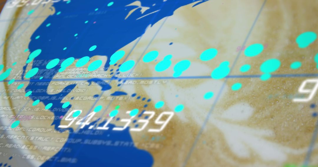 Digital Data Overlay on Coffee Highlights Global Business Intelligence