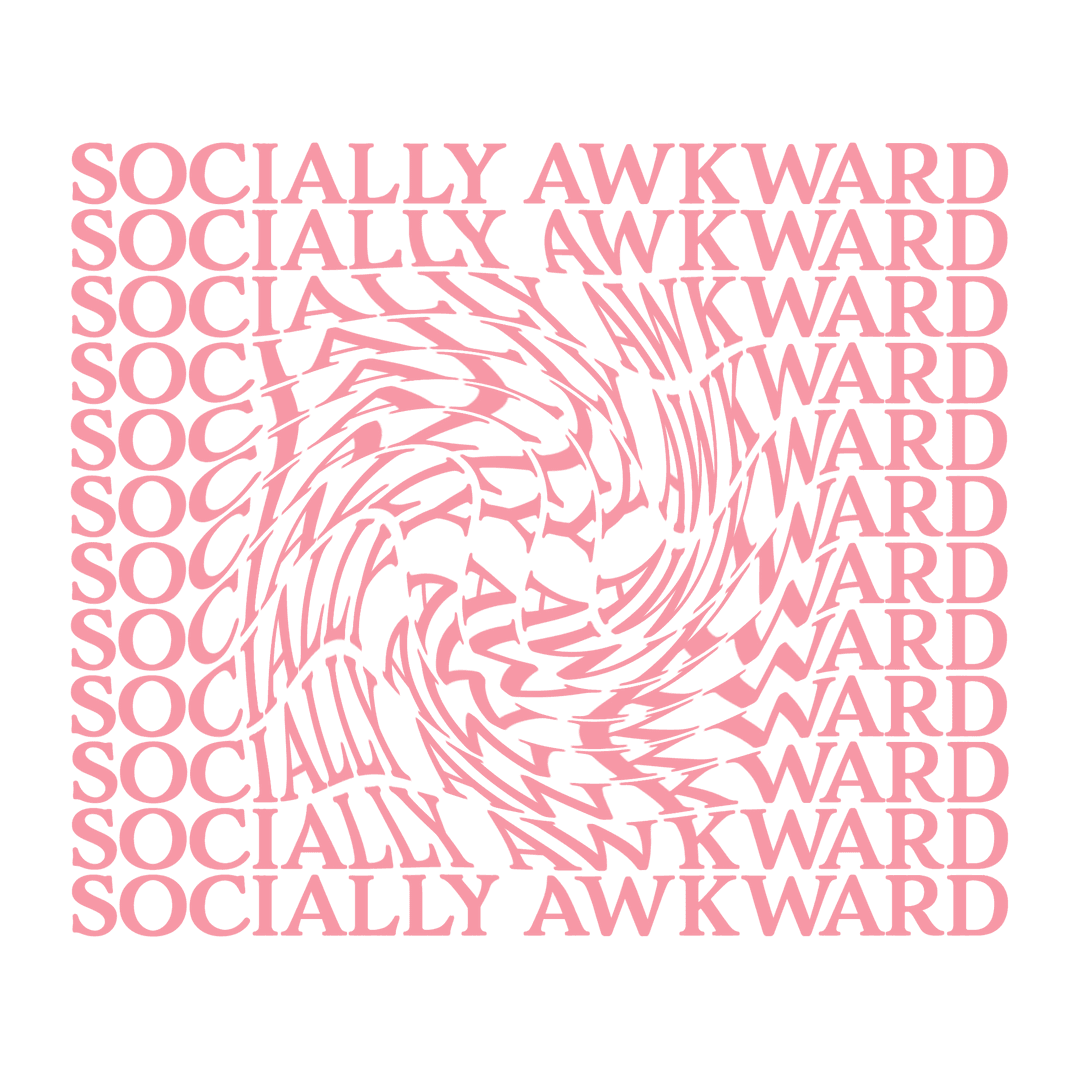 Pink Socially Awkward Spiral Text on Transparent Background