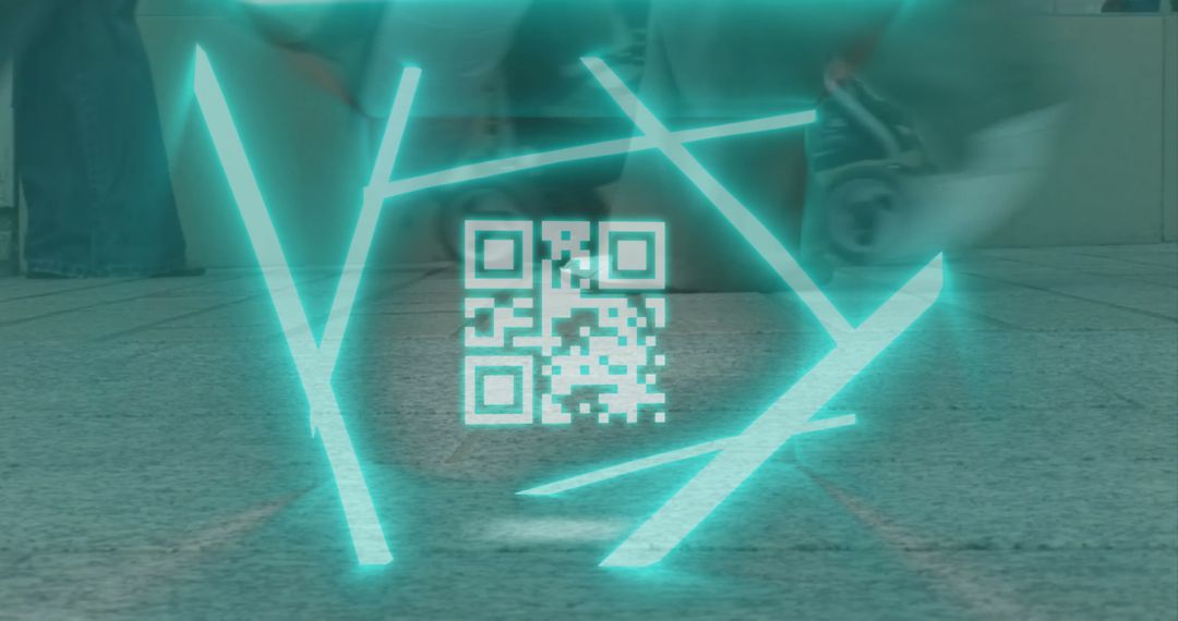Futuristic Holographic QR Code in Urban Transit Center