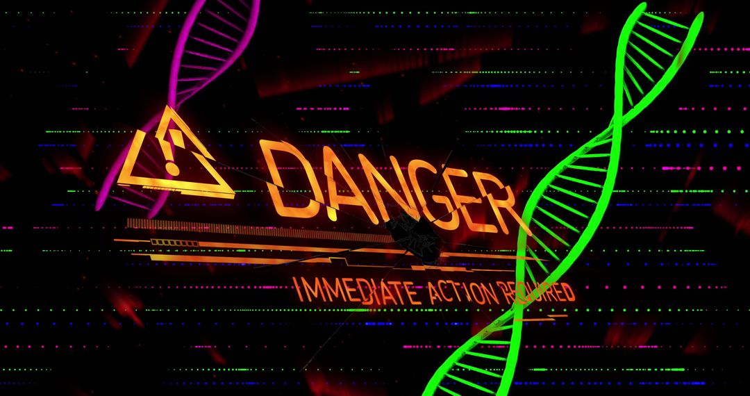 Futuristic Cyberpunk DNA Alert and Danger Message Display