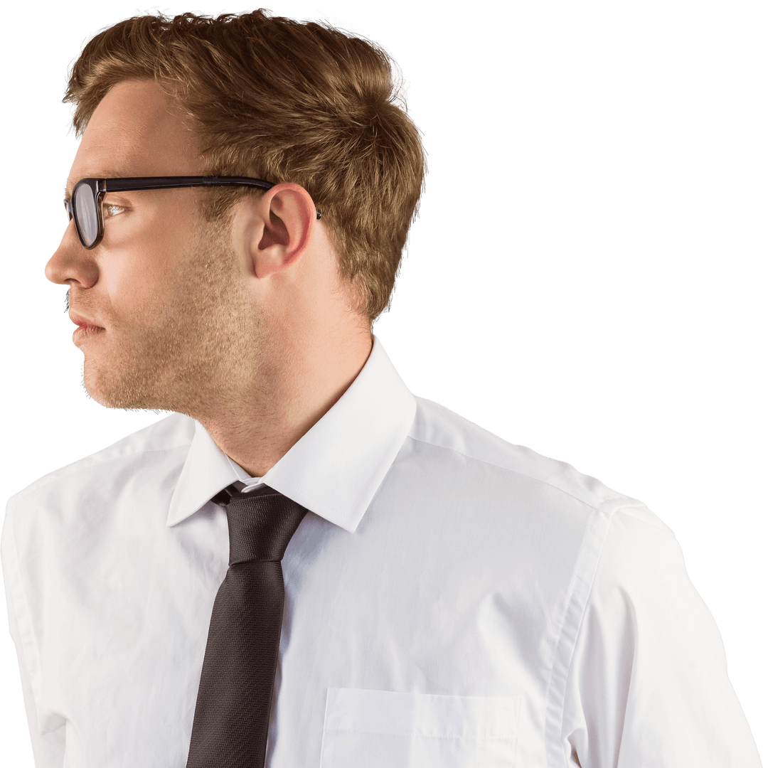 Transparent Professional Young Businessman Looking Aside