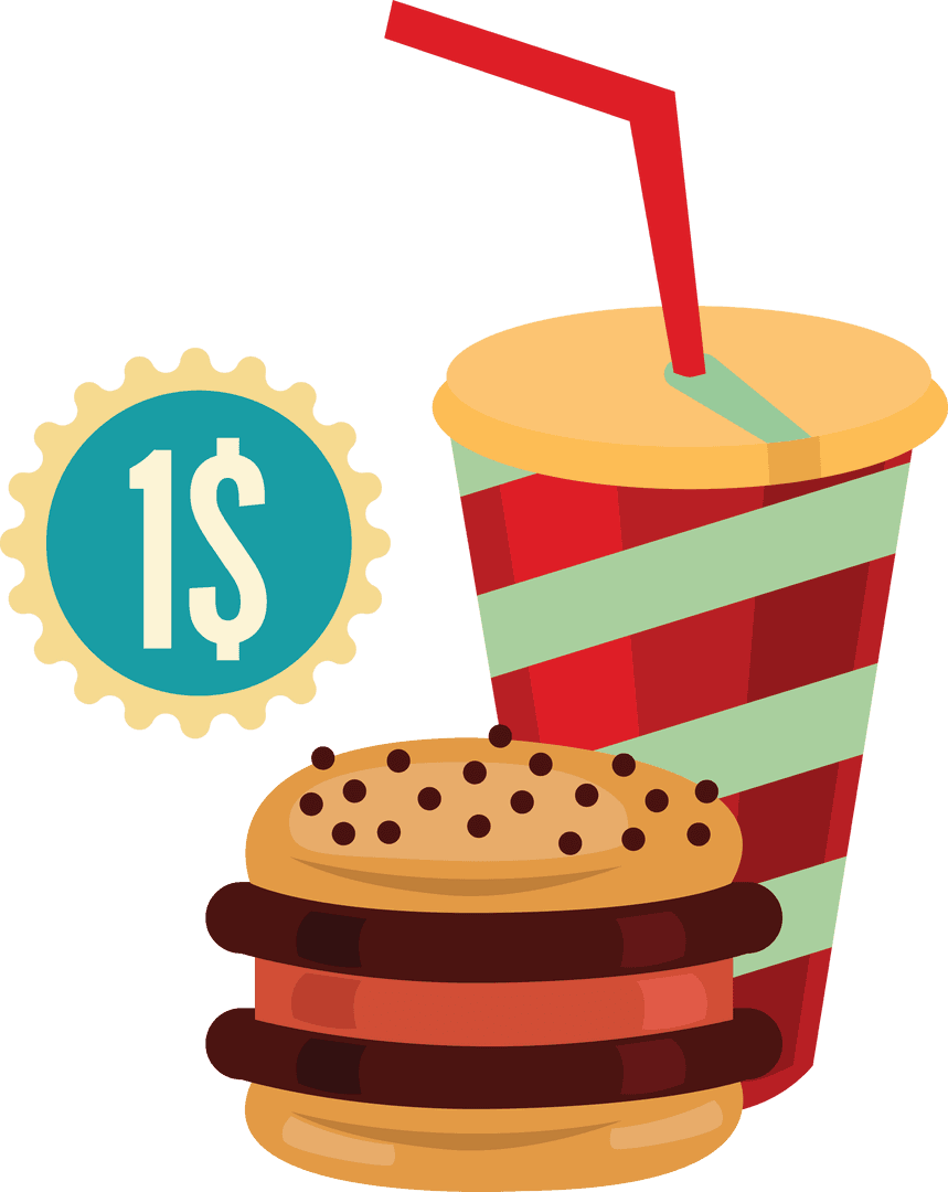 Transparent Dollar Menu Deal with Drink and Burger Illustration