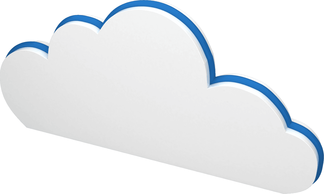 Transparent Cloud Computing Icon with Blue Outline on Black