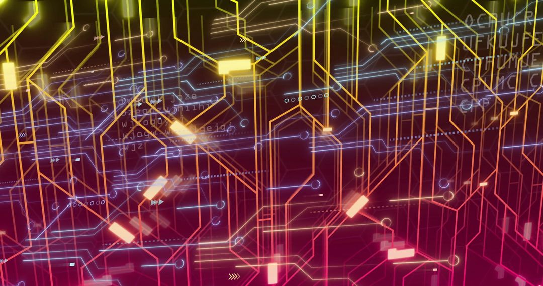 Futuristic Cyberpunk Digital Circuit in Neon Colors