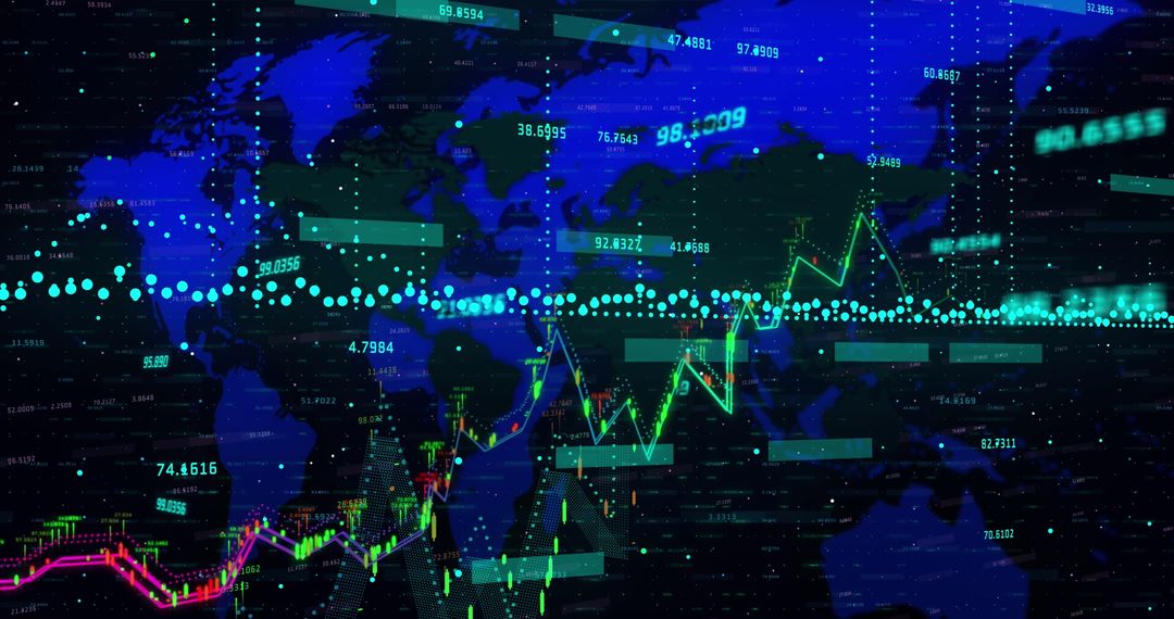 Global Financial Data and Statistics Over World Map