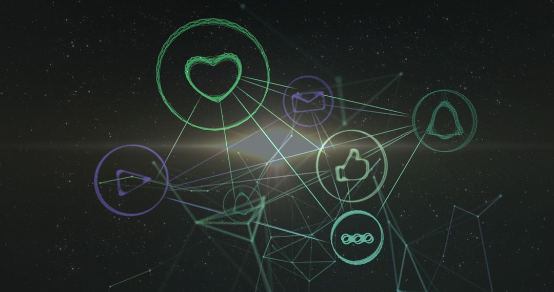 Futuristic Social Media Icons in Virtual Space Network