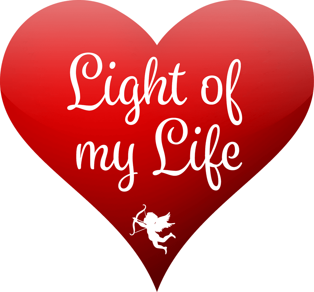 Heart Design with Light of My Life Text on Transparent Background