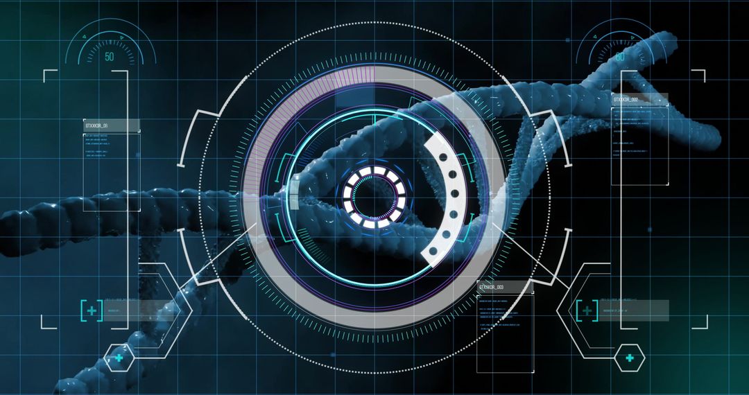 Futuristic DNA Strand and Digital Interface Representation