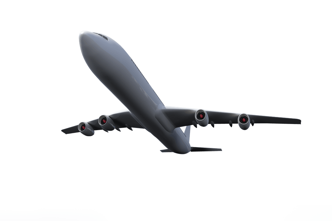 Cutout of a Flying Airplane with Transparent Background