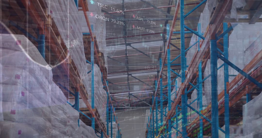 Digital Overlay of Financial Data on Empty Warehouse Scene