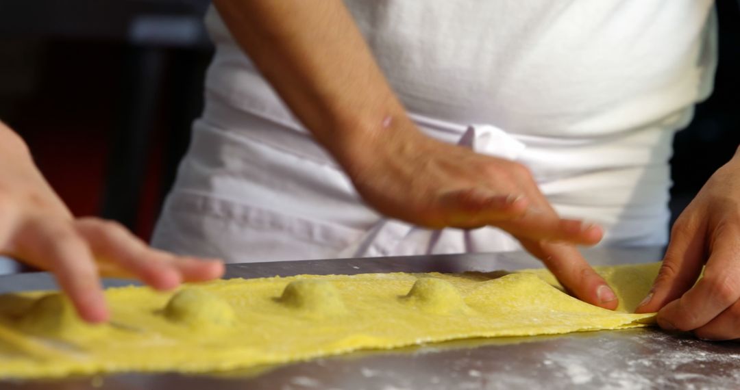 Chef Making Homemade Ravioli with Fresh Pasta Dough - Free Images, Stock Photos and Pictures on Pikwizard.com