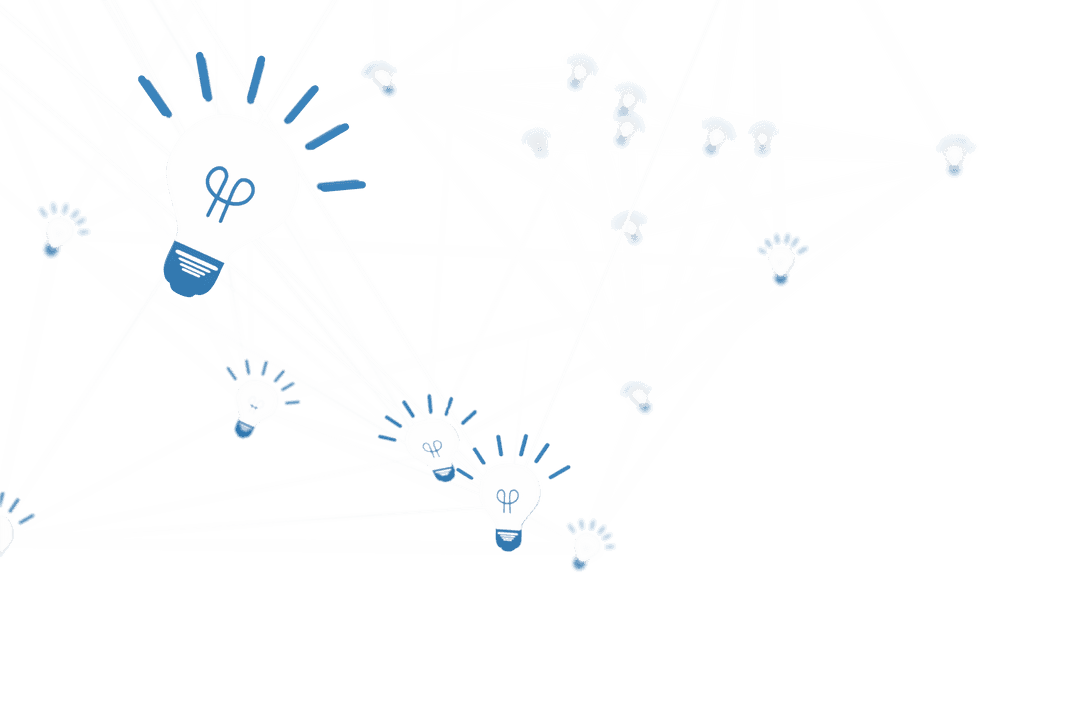 Conceptual Network with White Light Bulbs on Transparent Background