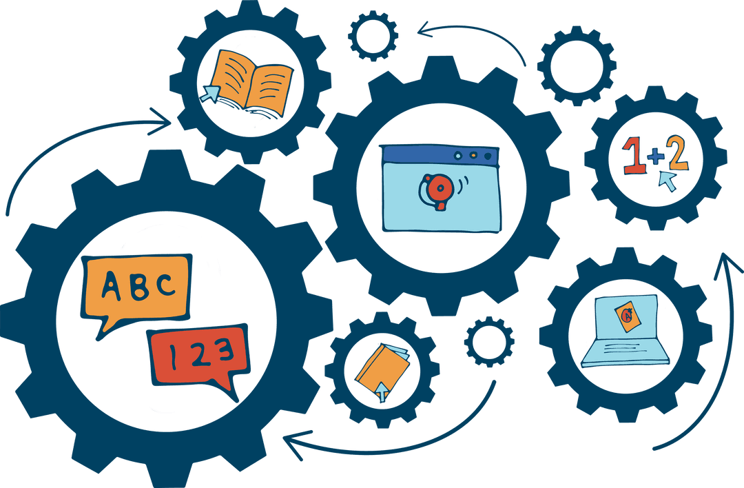 Seamless Collaboration Through Gears Illustration on Transparent Background