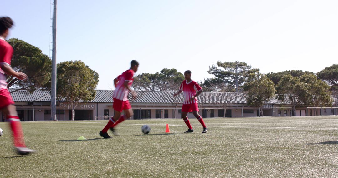 Teen Soccer Players Practicing Drills for Team Development