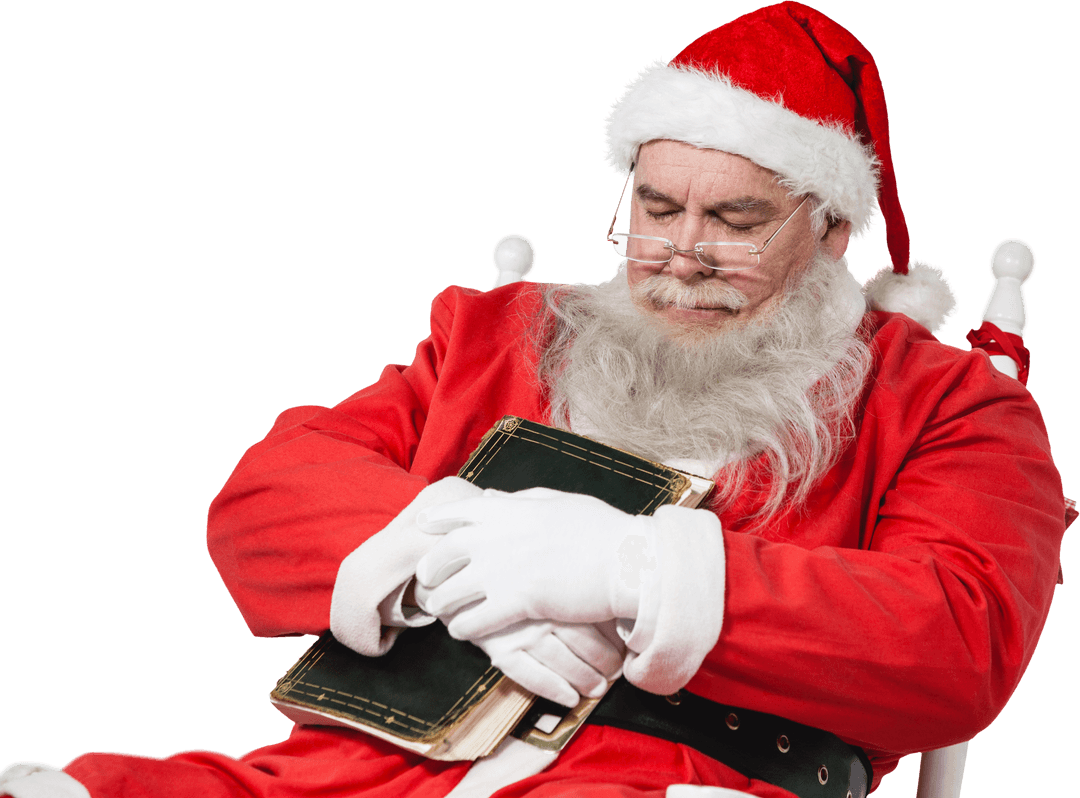 Santa Claus Sleeping with Book Transparent Background