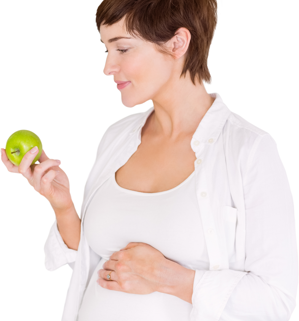 Pregnant Woman Holding Green Apple, Transparent Background - Download Free Stock Images Pikwizard.com