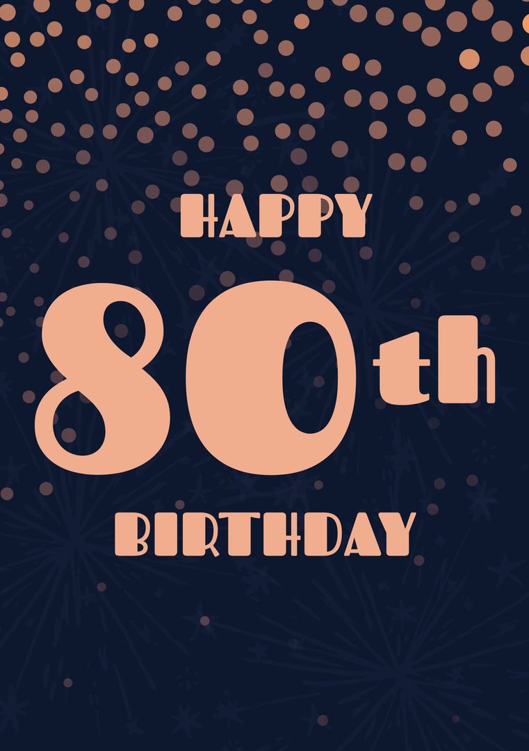 Happy 80th Birthday Greeting with Light Spots on Dark Background - Download Free Stock Templates Pikwizard.com