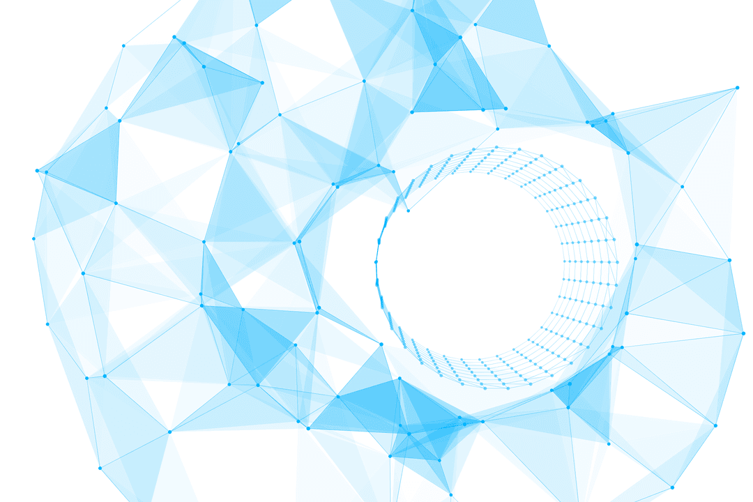 Dynamic Blue Geometric Shapes on Transparent Background